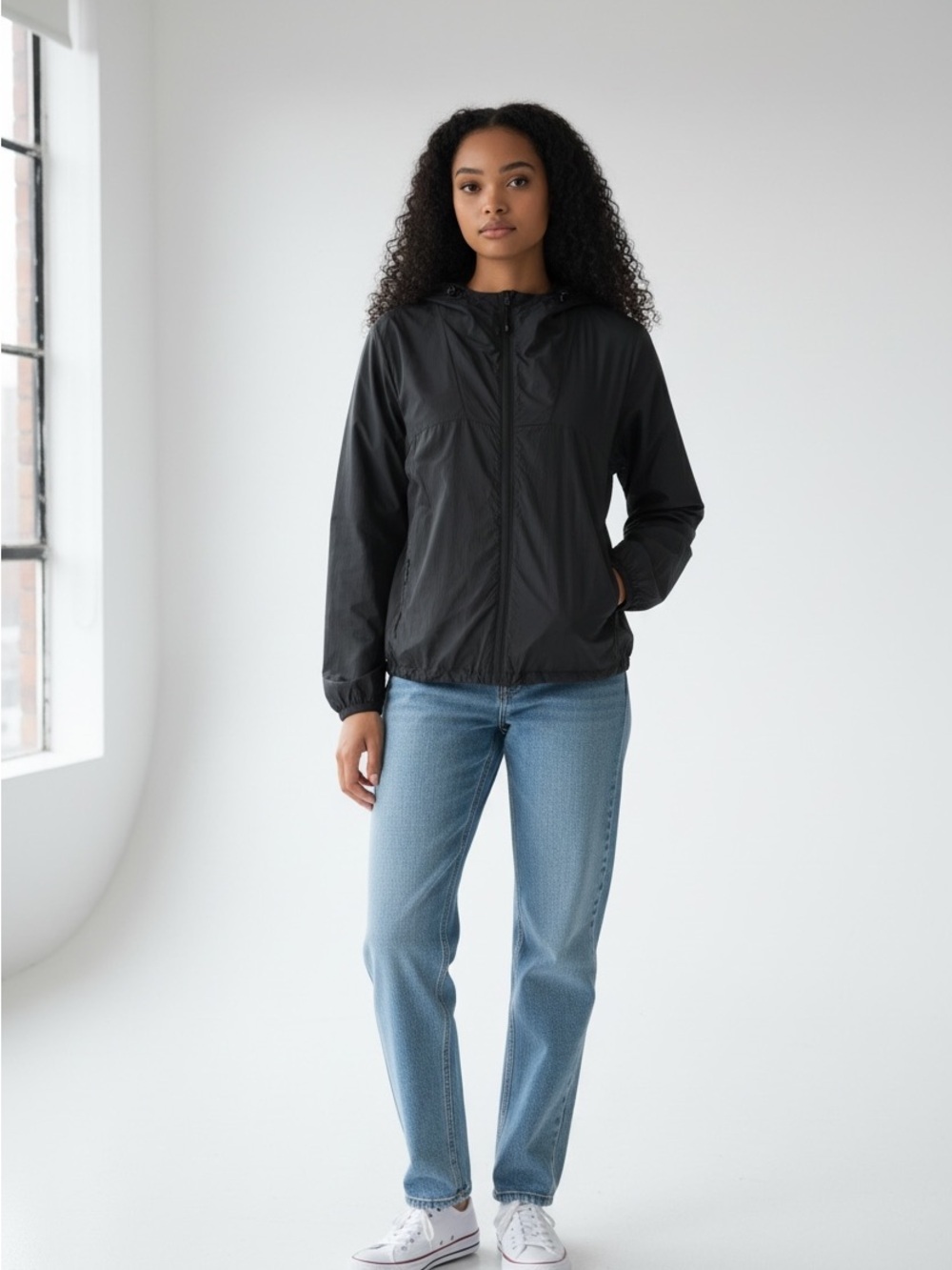 Ardene Black Oversized Hooded Wind Breaker Jacket